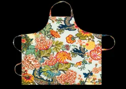 Matouk Schumacher Linen Apron in Chiang Mai Dragon Aquamarine