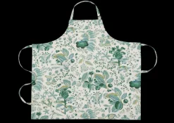 Matouk Schumacher Linen Apron in Pomegranate Emerald