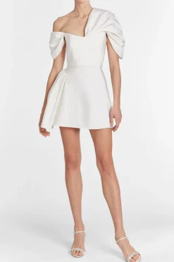 Maya White Silk Asymmetric Mini Dress