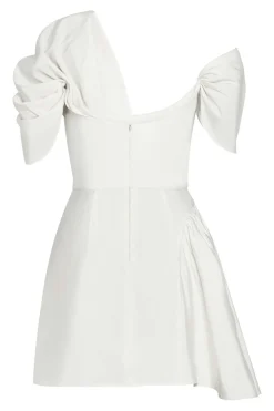 Maya White Silk Asymmetric Mini Dress