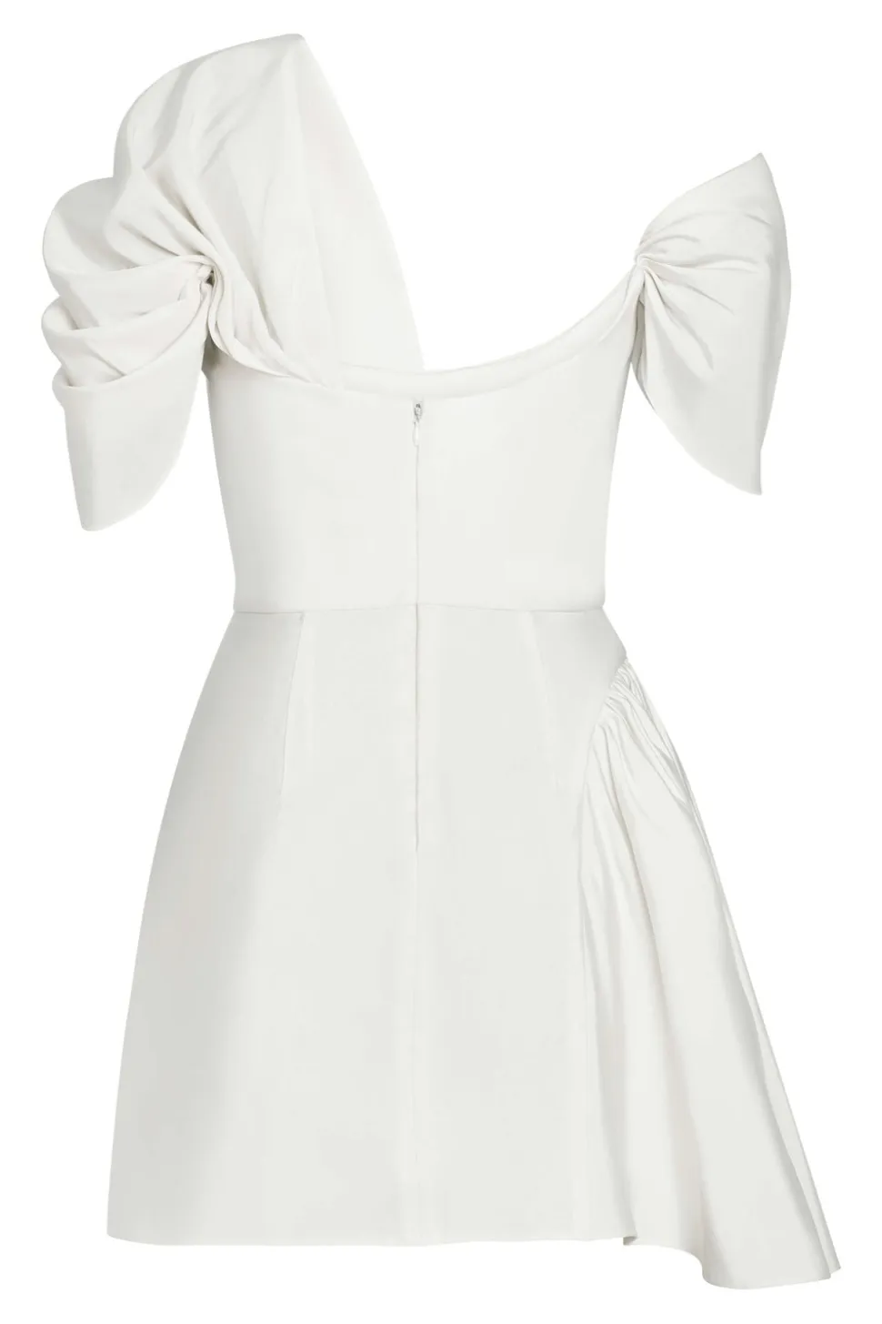 Maya White Silk Asymmetric Mini Dress
