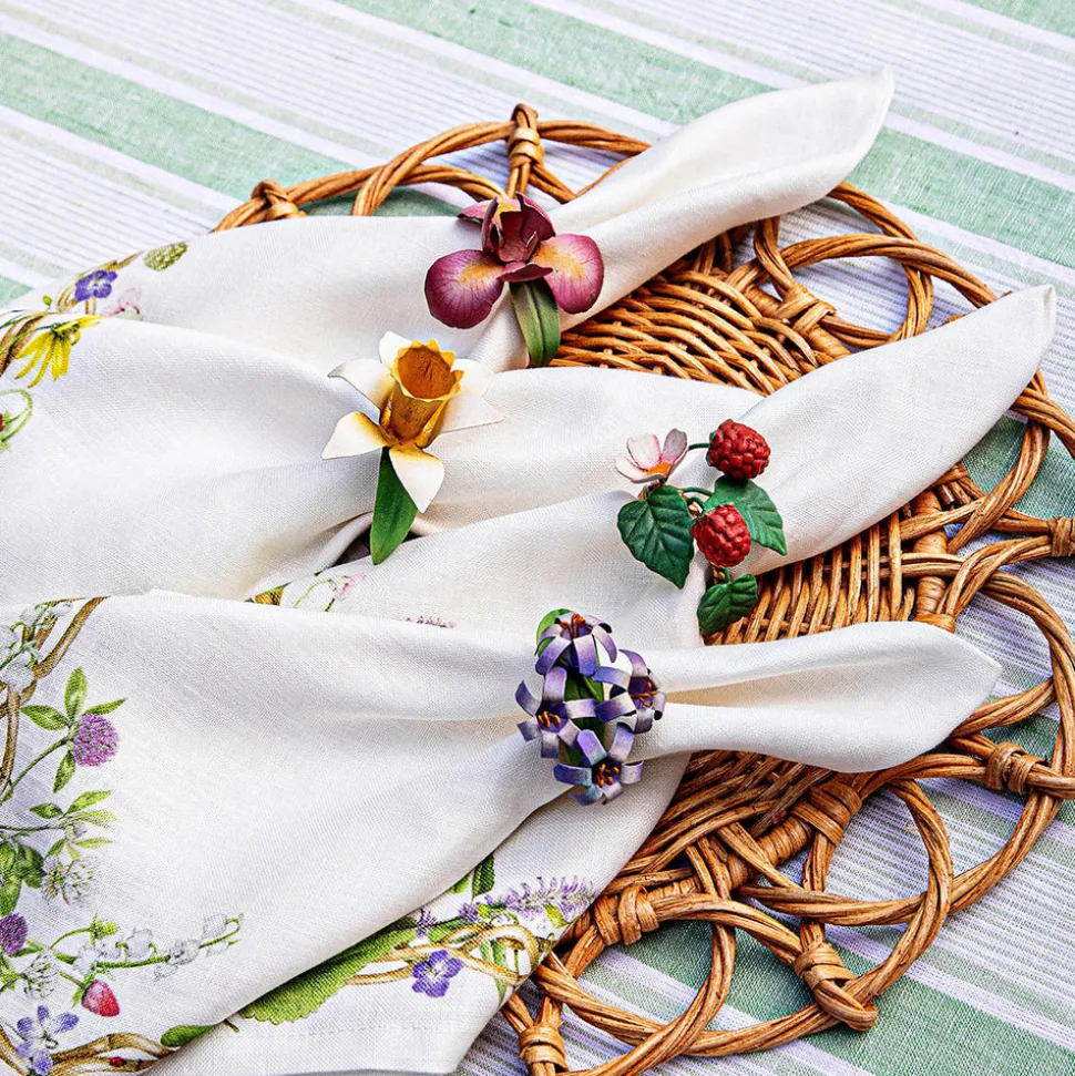 Meadow Walk Floral Napkin Ring Assorted, Set of 4 in Multi