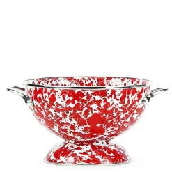Medium Colander in Red Swirl