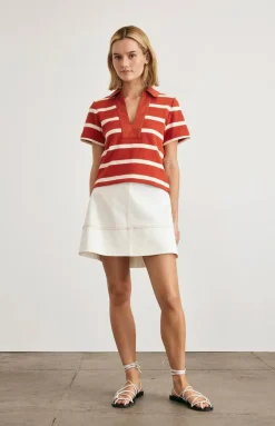 Melanie Top in Brick & Cream Stripe