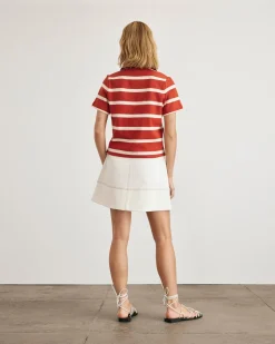 Melanie Top in Brick & Cream Stripe