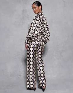 Melia Silk Twill Trouser in Beige Lock