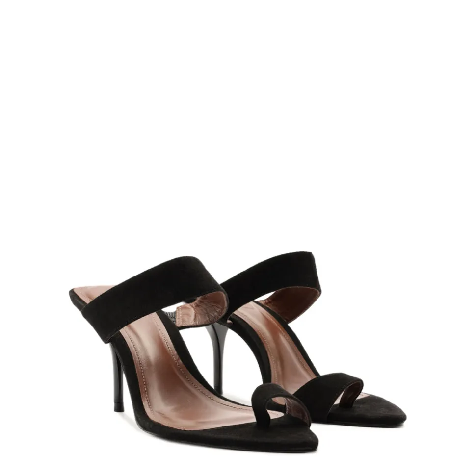 Melina Suede Sandal in Black