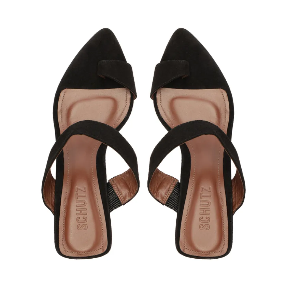 Melina Suede Sandal in Black