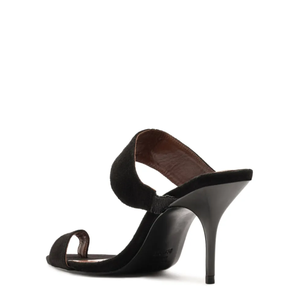 Melina Suede Sandal in Black