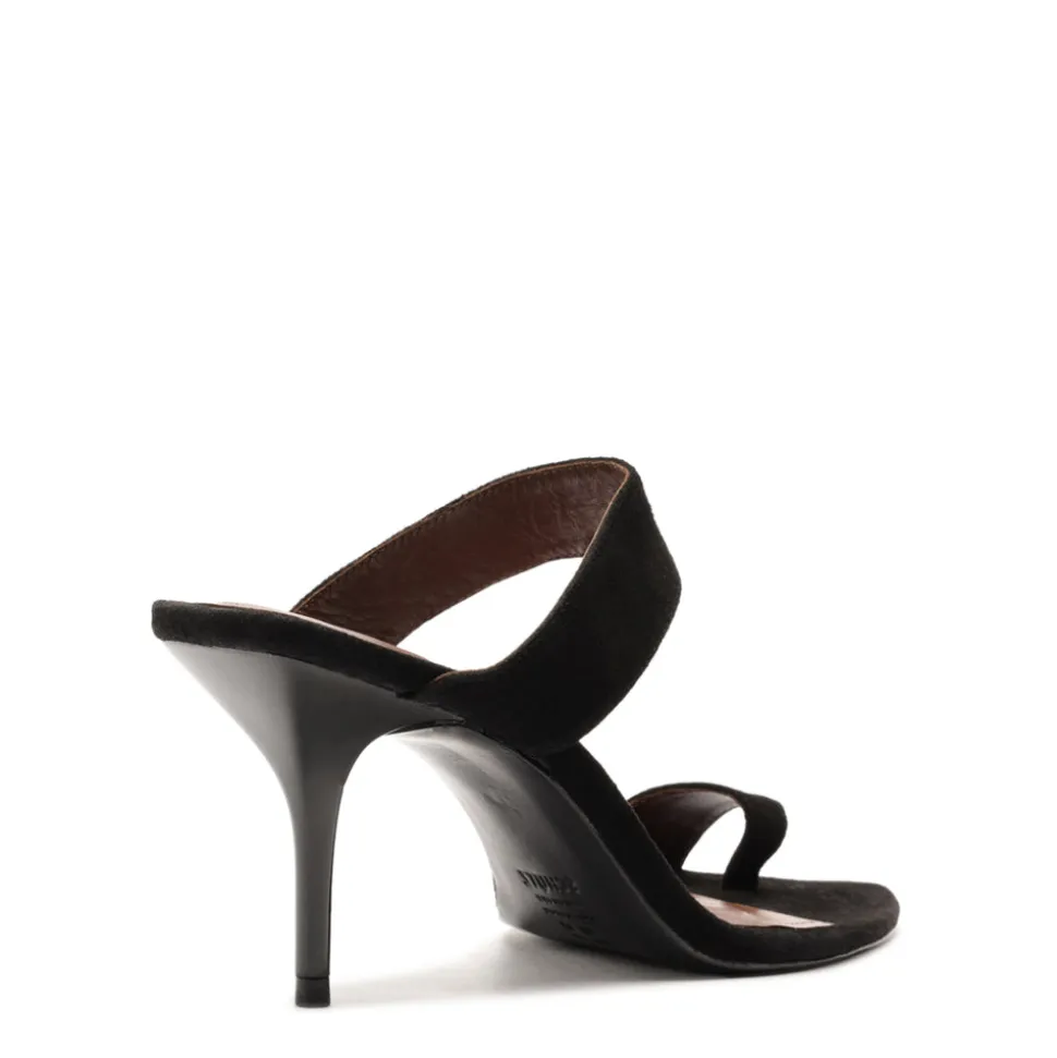 Melina Suede Sandal in Black