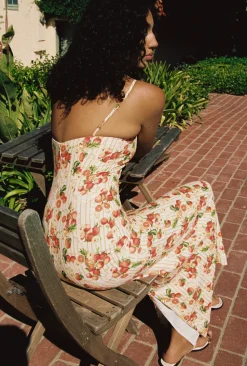 Melrose Maxi Slip Dress in Italian Oranges