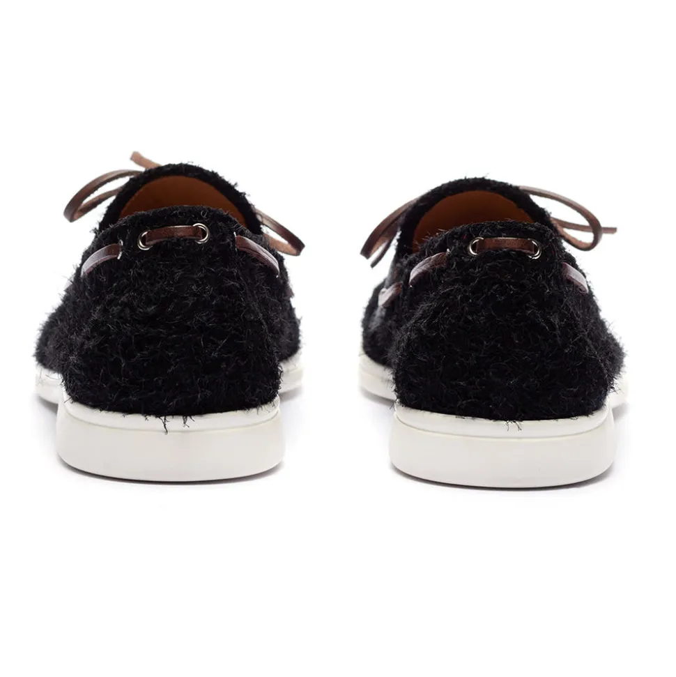 Men's Black Textured Suede Barca Yacht Loafer