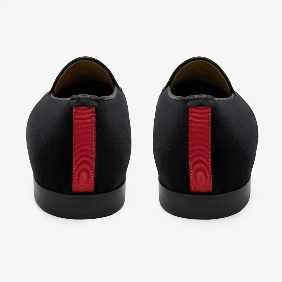 Men's Black Velvet Loafer with Black Tassel