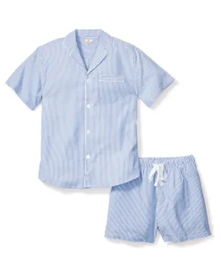 Men’s French Blue Seersucker Short Set