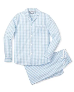 Men’s Light Blue Gingham Pajama Set