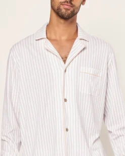 Men’s Pima Pajama Set in Camel Ticking