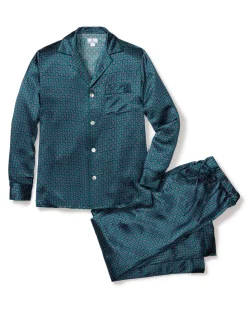 Men’s Silk Pajama Set in Emerald Foulard