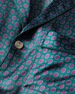 Men’s Silk Pajama Set in Emerald Foulard