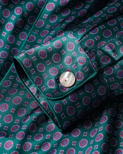 Men’s Silk Pajama Set in Emerald Foulard