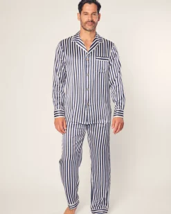 Men’s Silk Pajama Set in Navy Bengal Stripe