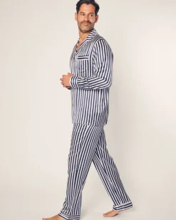 Men’s Silk Pajama Set in Navy Bengal Stripe