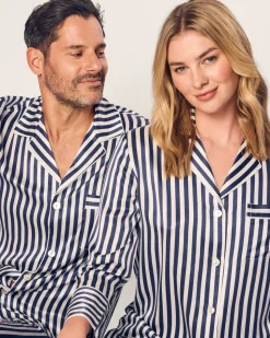 Men’s Silk Pajama Set in Navy Bengal Stripe