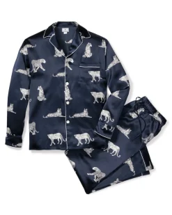 Men’s Silk Pajama Set in Panthère de Nuit