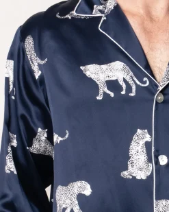 Men’s Silk Pajama Set in Panthère de Nuit