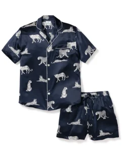 Men’s Silk Pajama Short Set in Panthère de Nuit