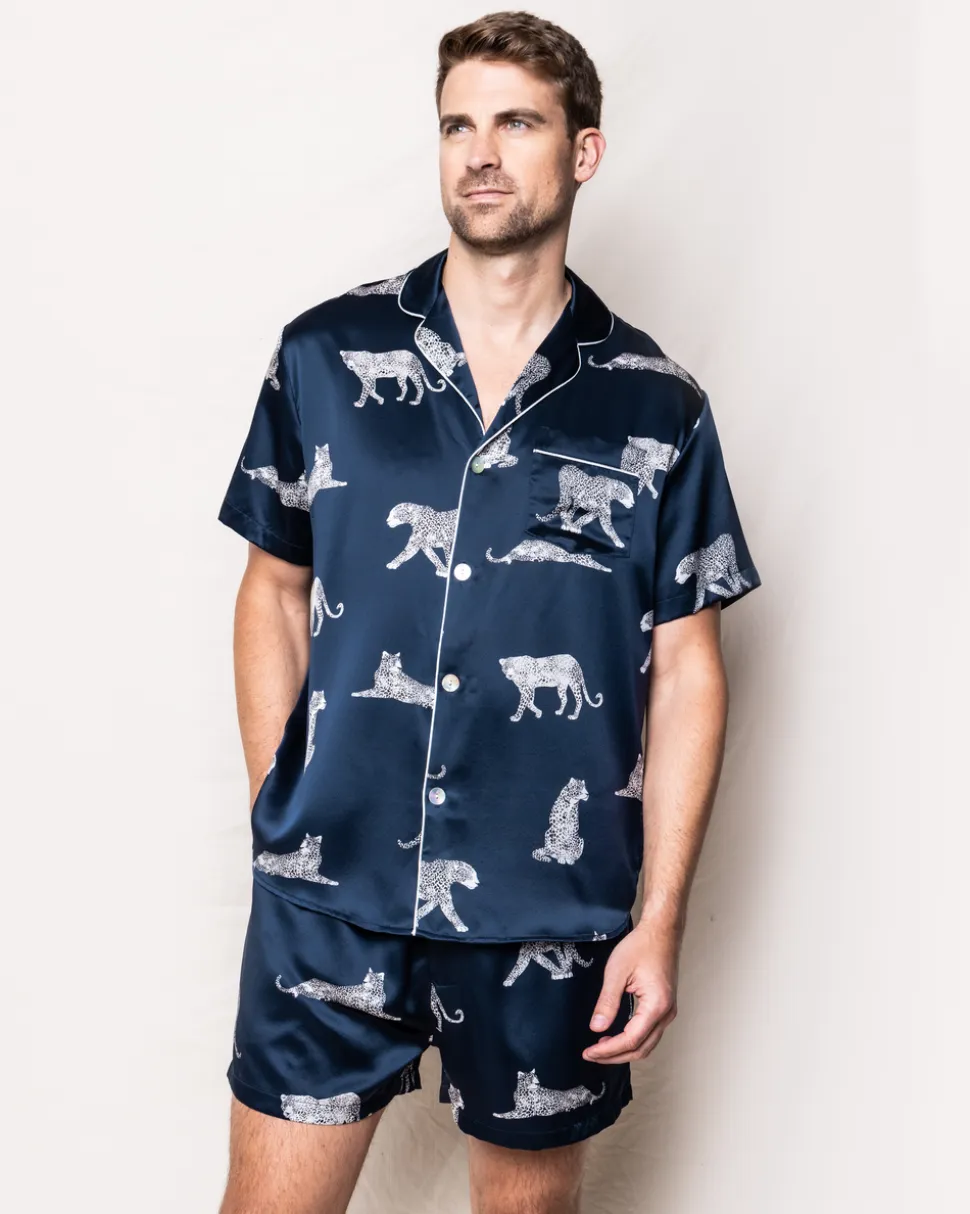 Men’s Silk Pajama Short Set in Panthère de Nuit