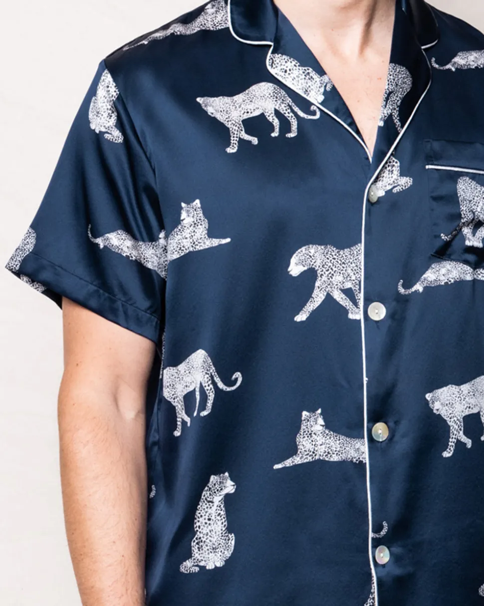 Men’s Silk Pajama Short Set in Panthère de Nuit