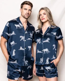 Men’s Silk Pajama Short Set in Panthère de Nuit