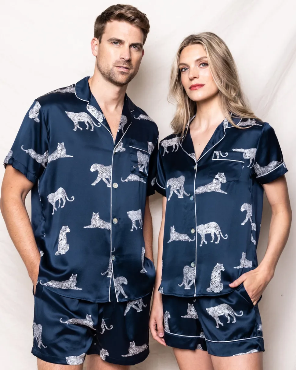 Men’s Silk Pajama Short Set in Panthère de Nuit