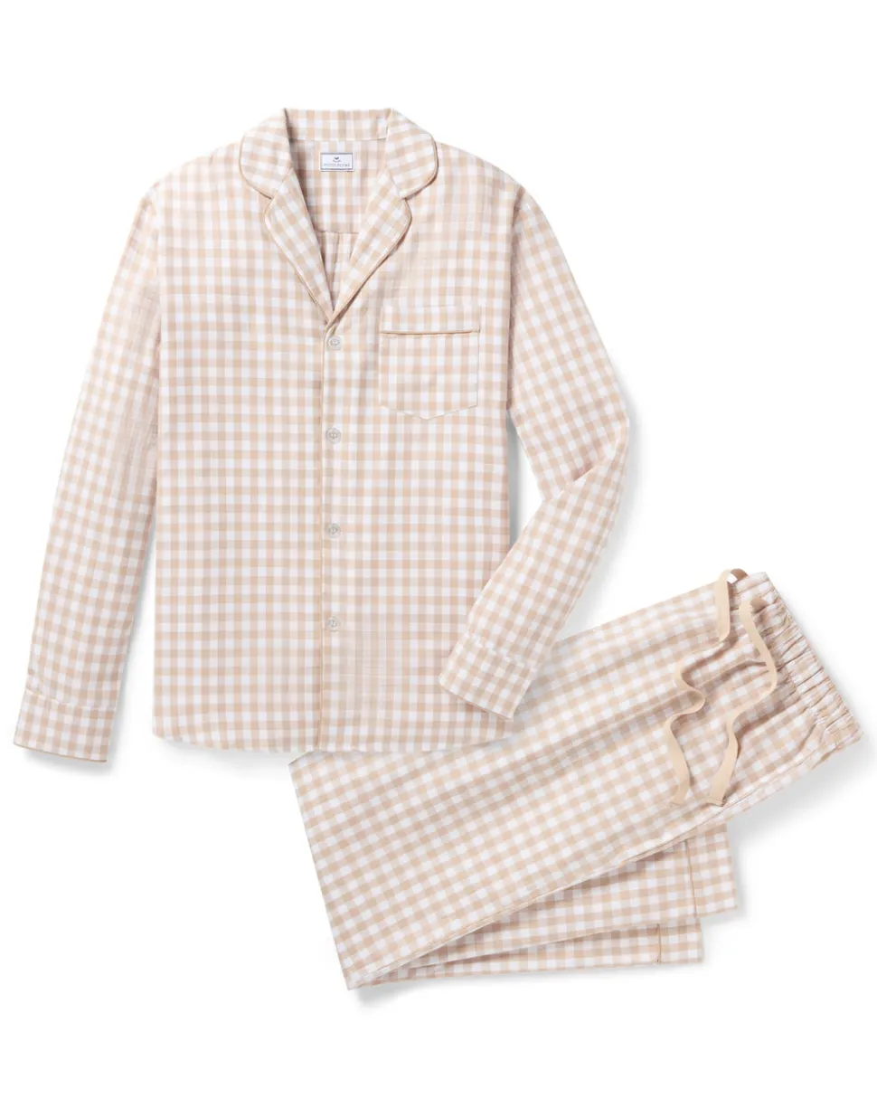 Men’s Twill Pajama Set in Camel Gingham