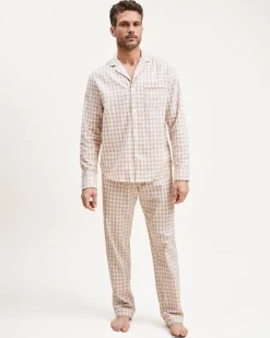 Men’s Twill Pajama Set in Camel Gingham