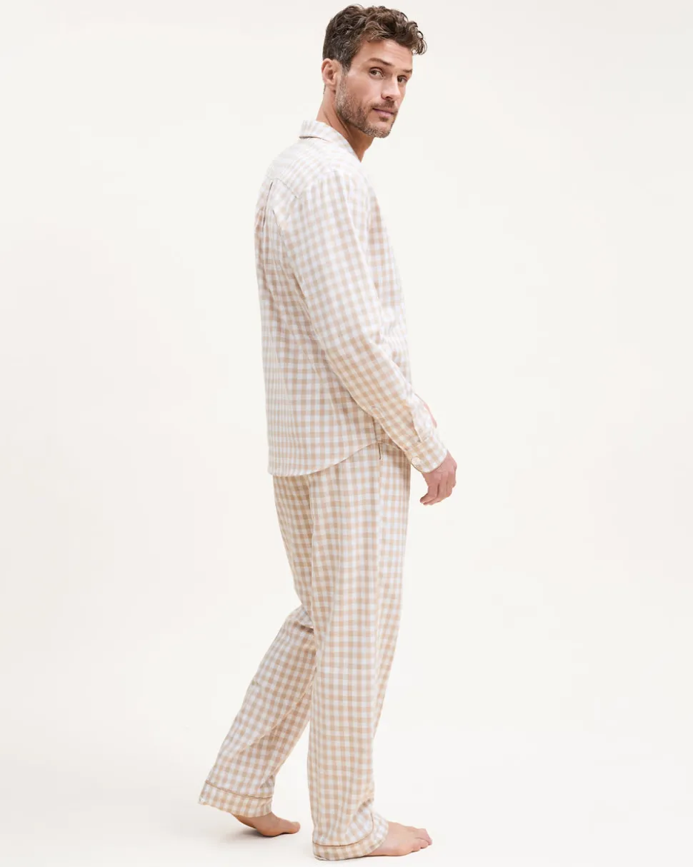 Men’s Twill Pajama Set in Camel Gingham