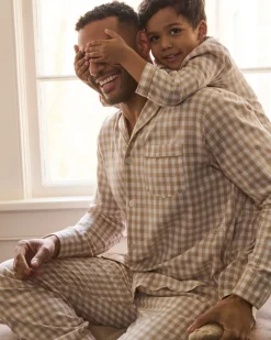 Men’s Twill Pajama Set in Camel Gingham