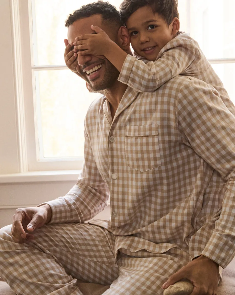 Men’s Twill Pajama Set in Camel Gingham