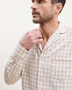 Men’s Twill Pajama Set in Camel Gingham