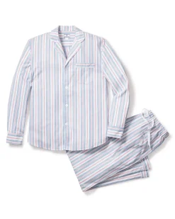 Men’s Twill Pajama Set in Vintage French Stripes