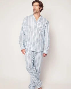 Men’s Twill Pajama Set in Vintage French Stripes