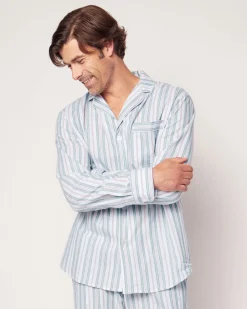 Men’s Twill Pajama Set in Vintage French Stripes