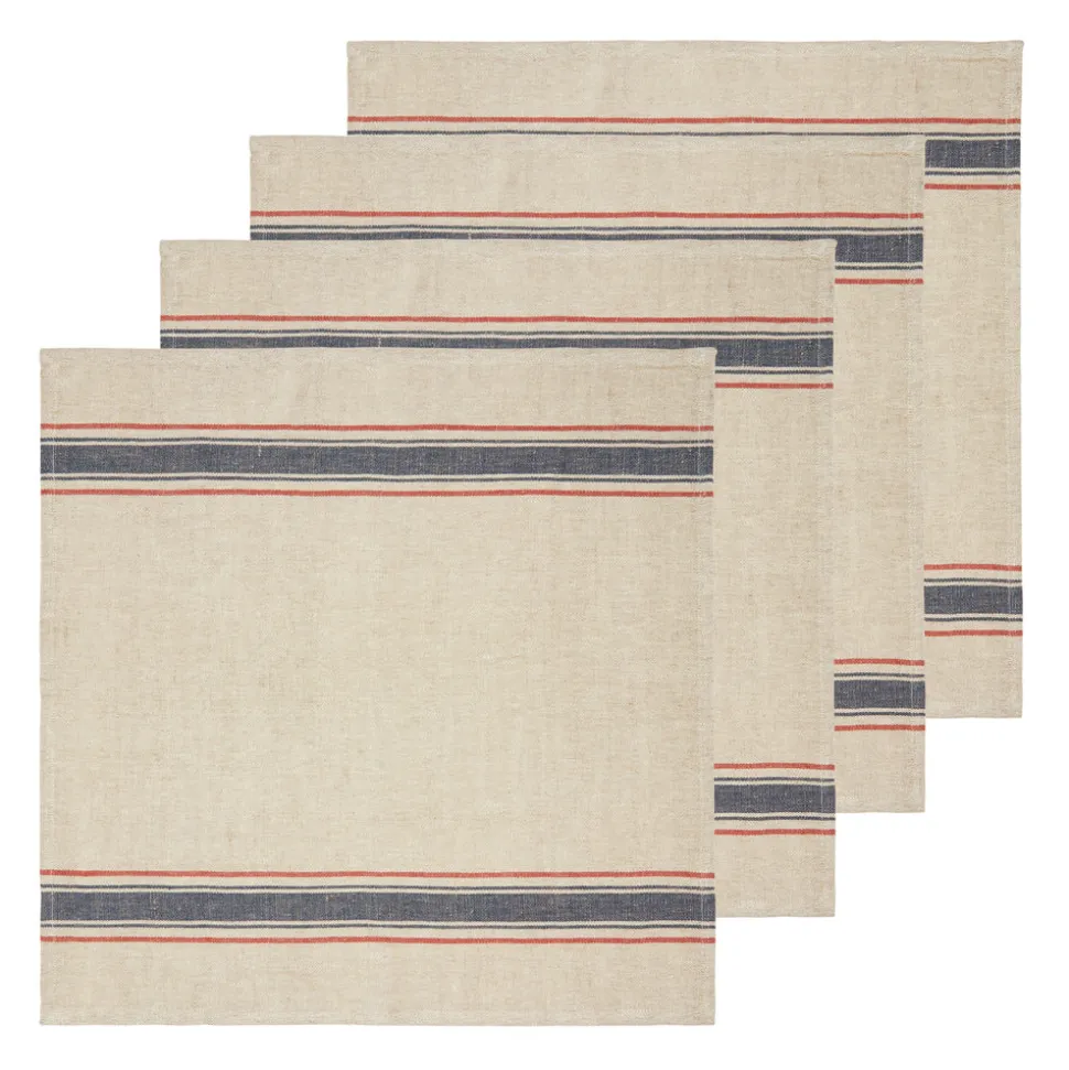 Menton Napkin in Natural & Denim, Set of 4