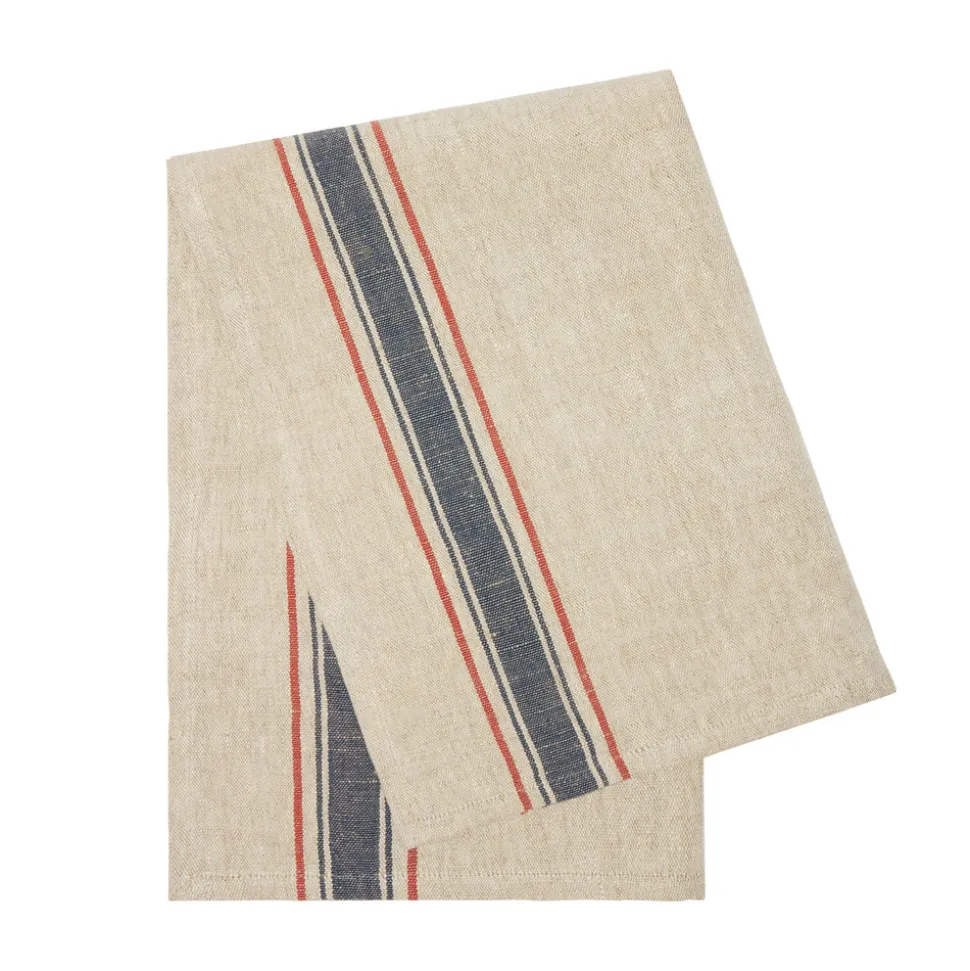 Menton Towel in Natural & Denim, Set of 2