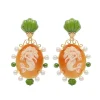 Mermaid Cameos Earrings in Jade