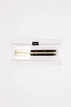 Mia Acrylic Clutch with Ivory Satin Zipper Pouch