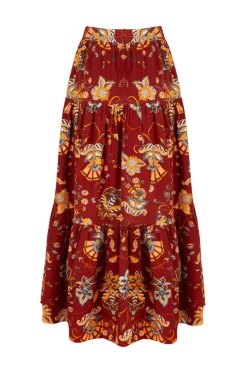 Mia Top And Skirt Set Burgundy