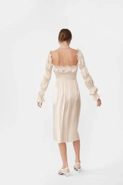 Michelin Silk Dress in Pearl White