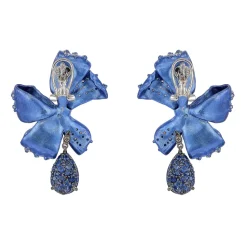 Midi Sapphire Gingham Bow Earrings