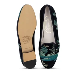 Midnight Grove Navy Velvet Slipper